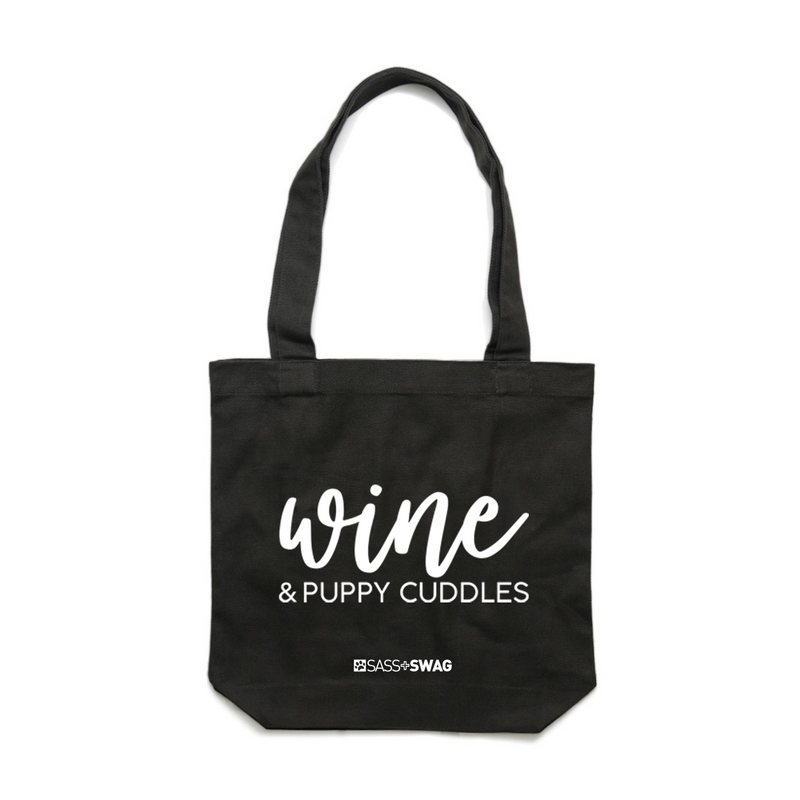 Wine & Puppy Cuddles | Deluxe Tote Bag